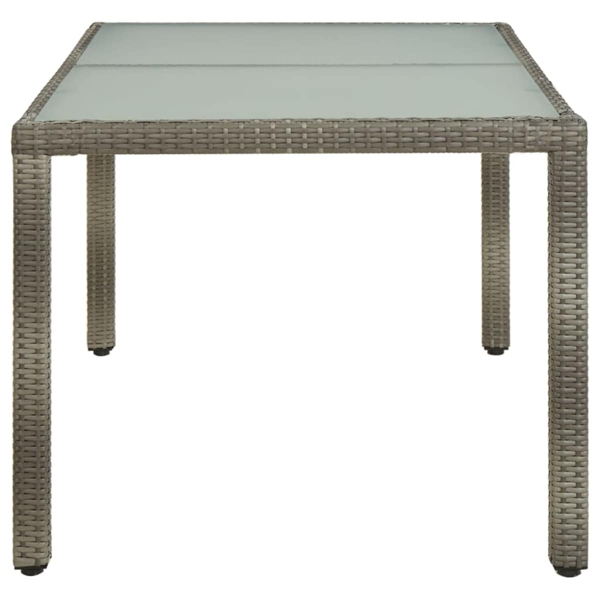 vidaXL Stół ogrodowy, 150x90x75 cm, szkło hartowane i rattan PE, szary