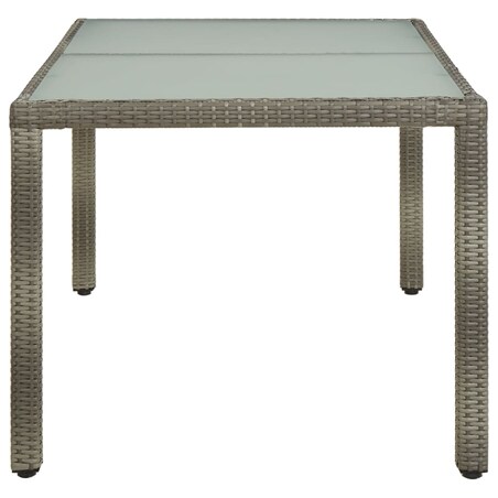 vidaXL Stół ogrodowy, 150x90x75 cm, szkło hartowane i rattan PE, szary