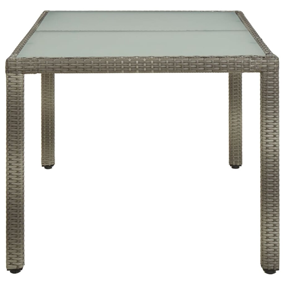 vidaXL Stół ogrodowy, 150x90x75 cm, szkło hartowane i rattan PE, szary