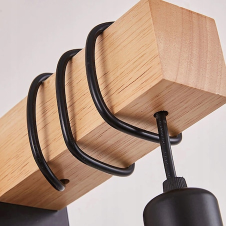 Lampa Kinkiet Ścienny Metalowy Z Drewnem Loft Line