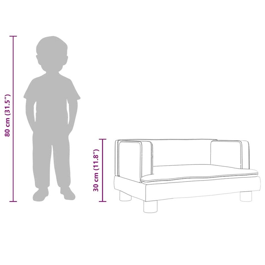 vidaXL Sofa dla dzieci, czarna, 60x40x30 cm, aksamit