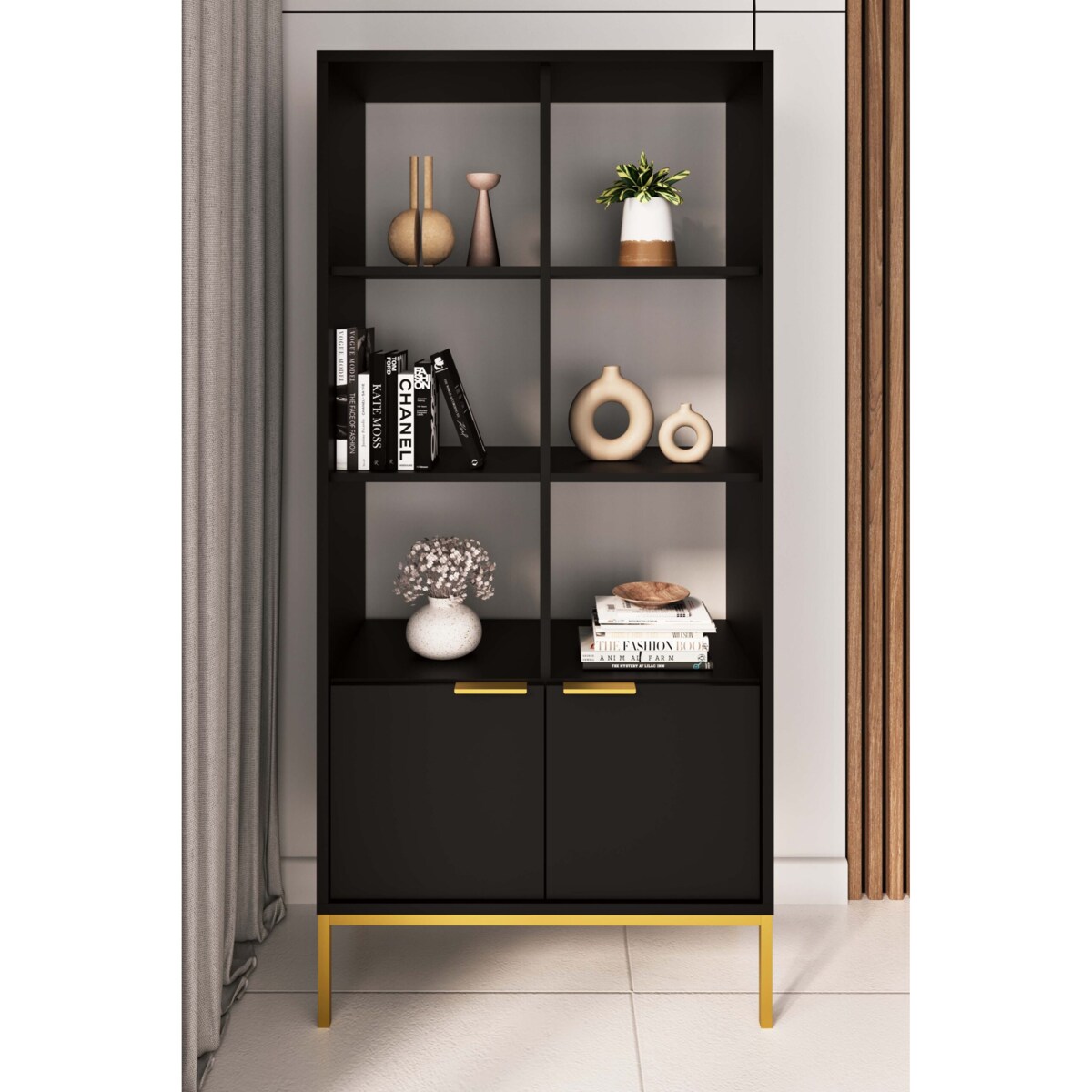 Regał Austin czarny &amp; złoty