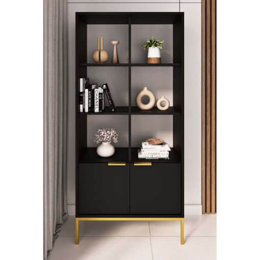 Regał Austin czarny & złoty