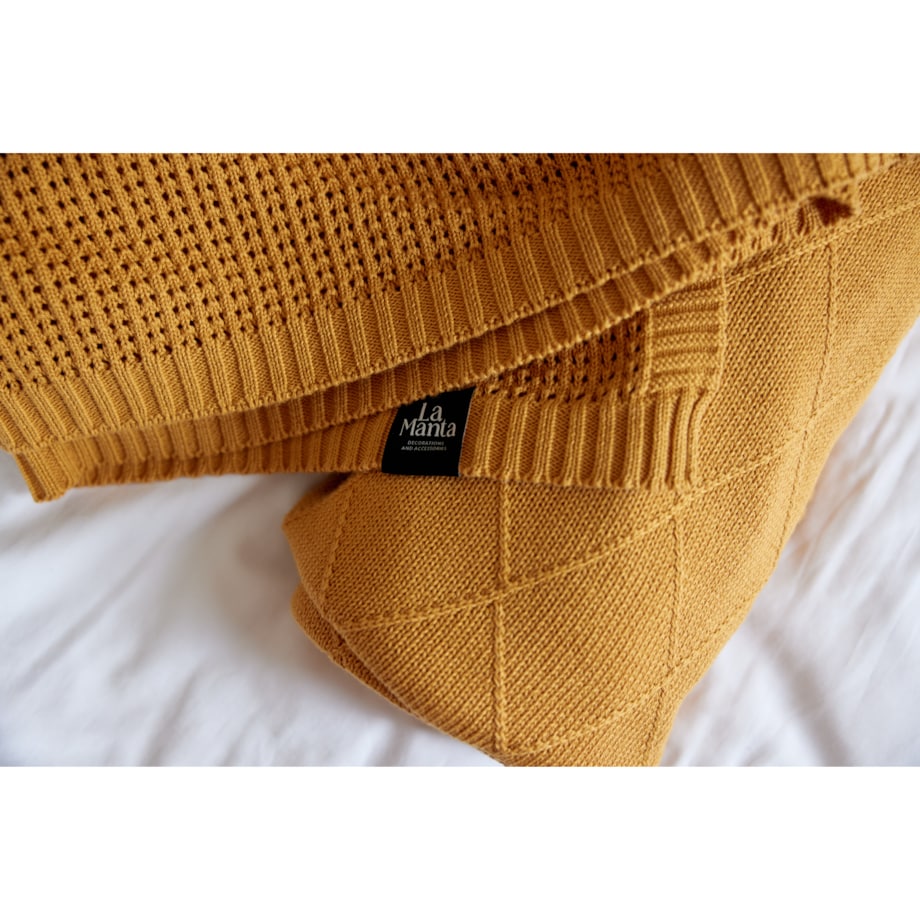 Pled romby musztardowy, 130 x 160 cm, La Manta