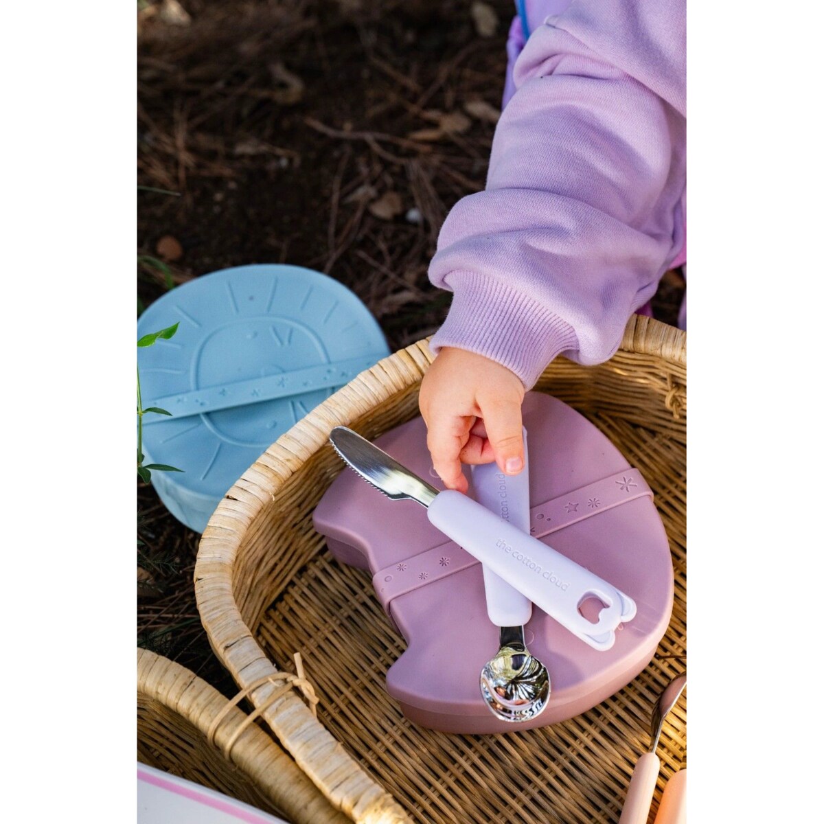 THE COTTON CLOUD sztućce w silikonowym pokrowcu, Koala / Dusty Pink