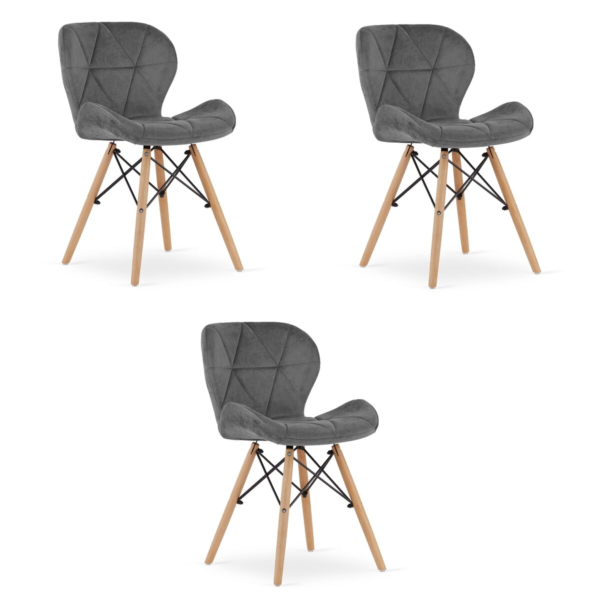 Krzesło Do Jadalni Kuchni Salonu Lago Aksamit - Szare X 3