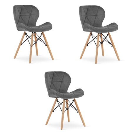 Krzesło Do Jadalni Kuchni Salonu Lago Aksamit - Szare X 3