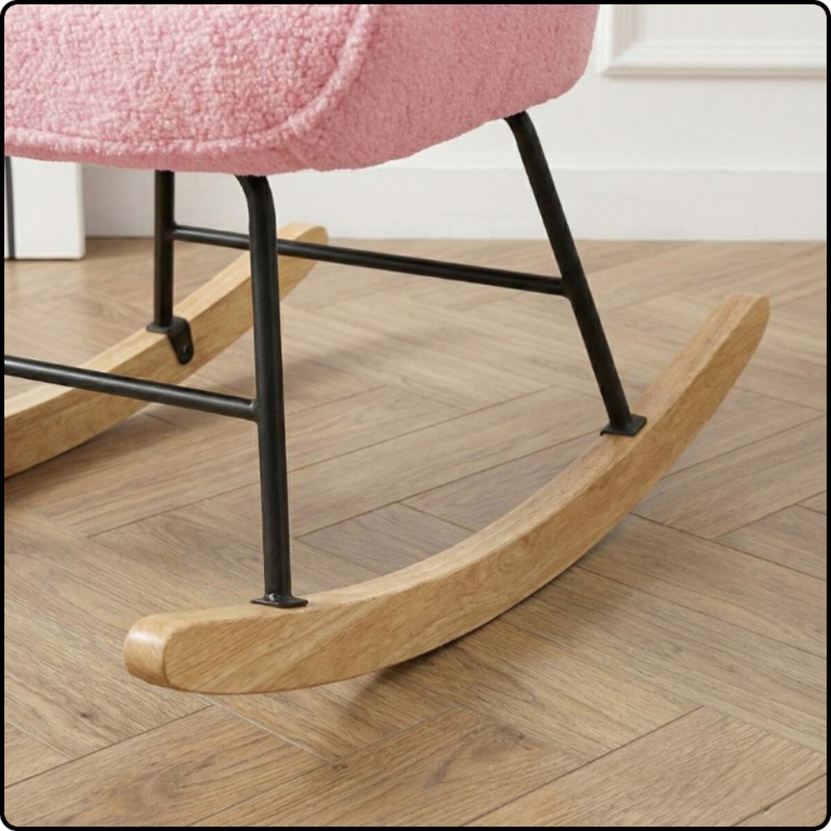 Fotel bujany tapicerowany baranek wygodny wypoczynkowy uszak salon różowy