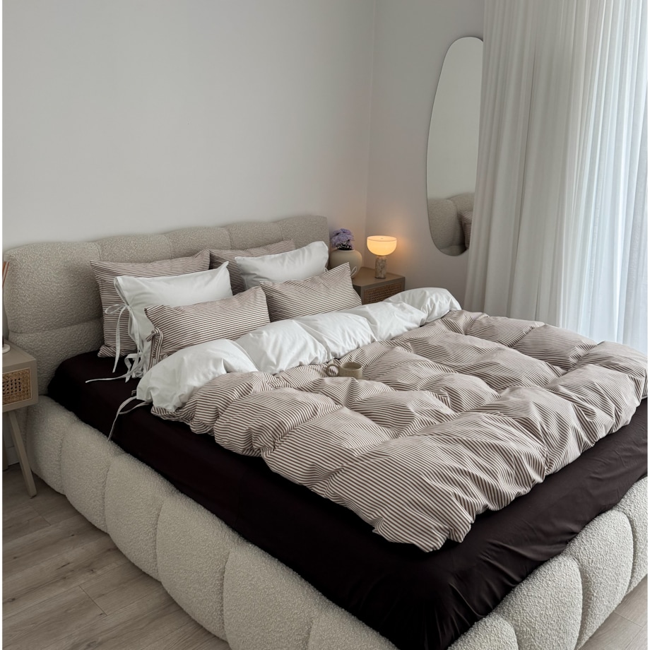 Pościel Bawełniana w Paski Styl Japandi - 200x220cm