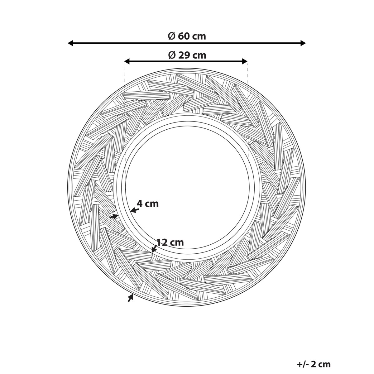 Okrągłe lustro ścienne ø 60 cm czarne TIERGA