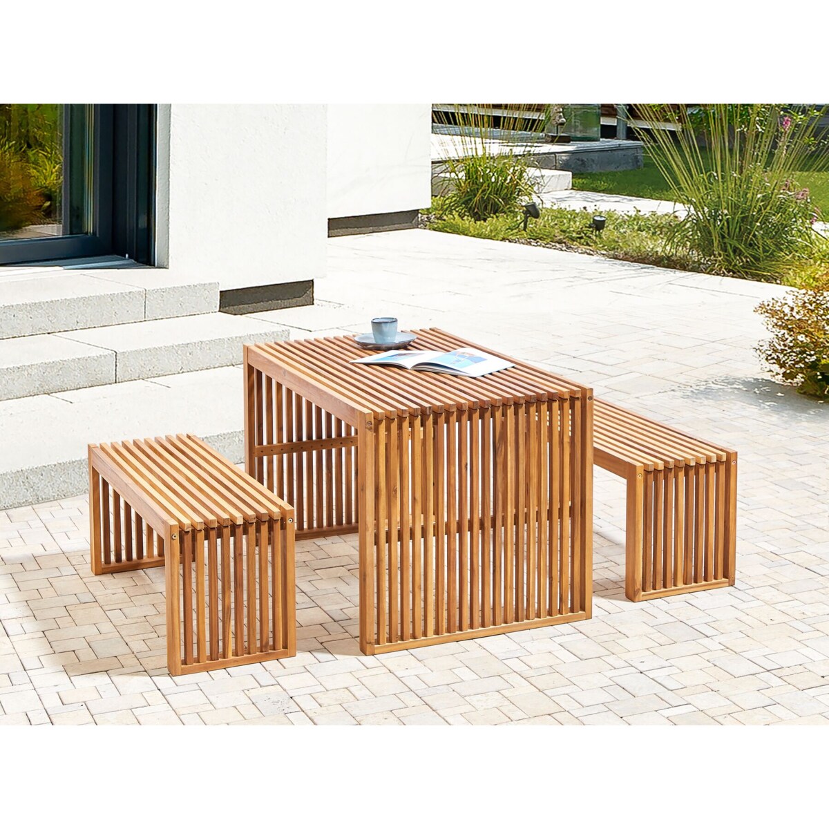 Ławka ogrodowa BELLANO 105 cm Drewno akacjowe Brązowy