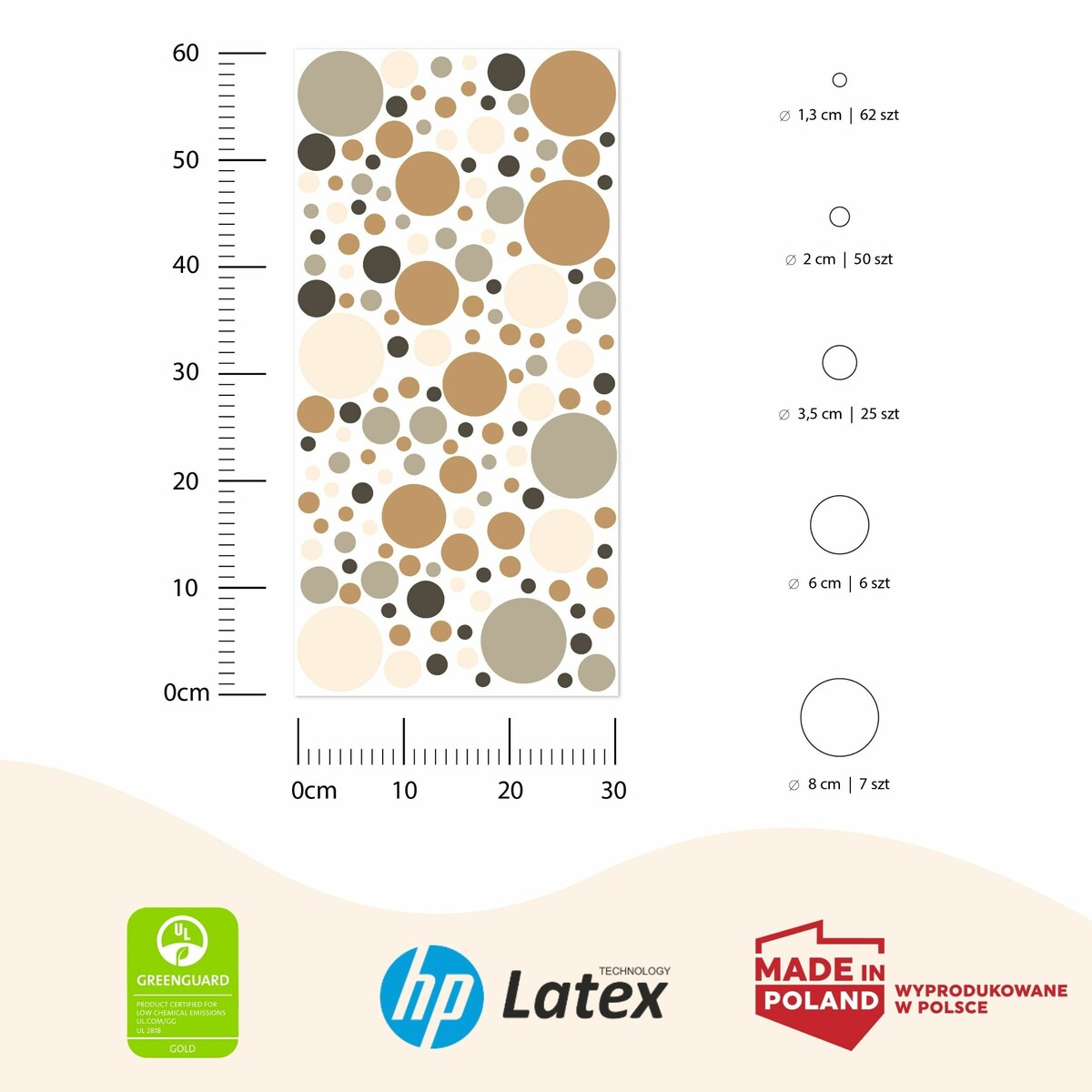 Naklejki Dla Dzieci Delikatne GROSZKI Kropki Styl Boho Zestaw 150szt.