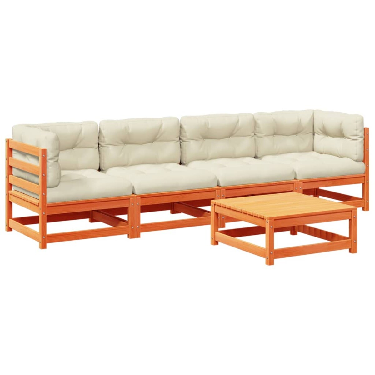 vidaXL 5-cz. zestaw mebli ogrodowych z poduszkami, woskowy brąz, sosna