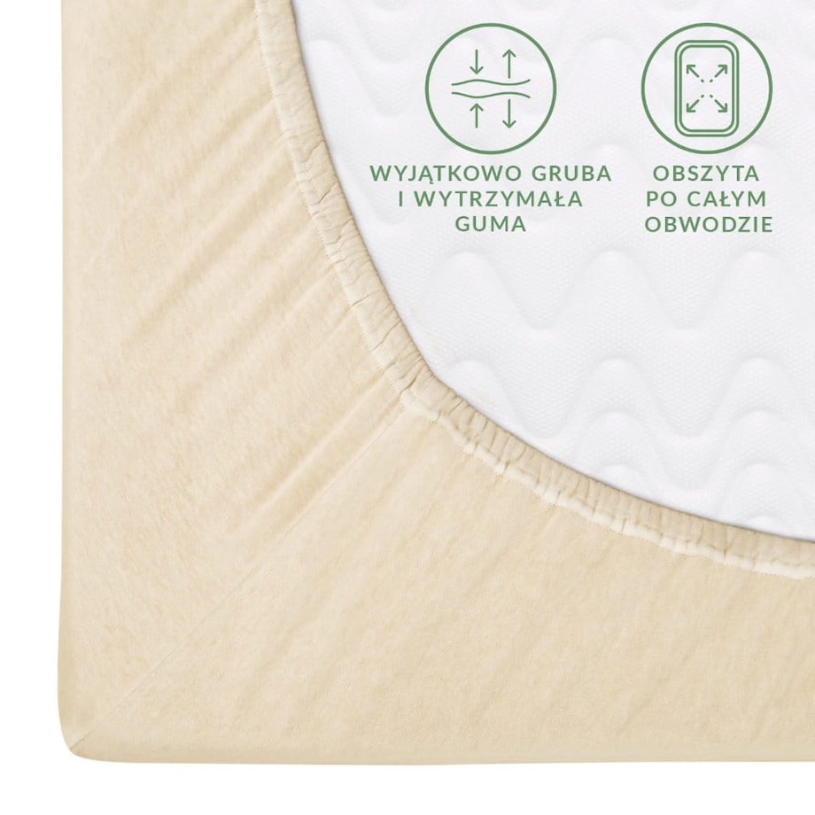 Prześcieradło z bawełny jersey z gumką 160x200 kolor jasny beż PREMIUM