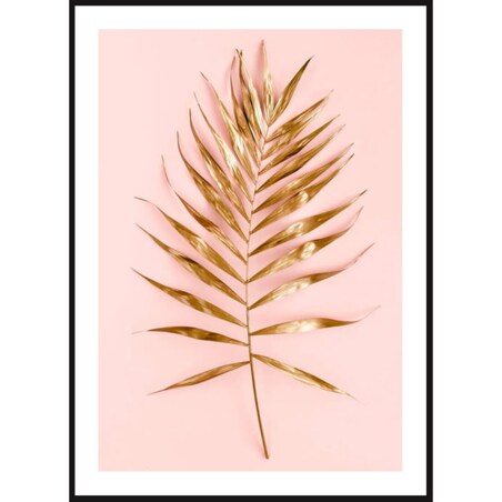 Poster Story, Plakat, Obraz - Złota Gałązka na Różowym Tle, wymiary 21 x 30 cm