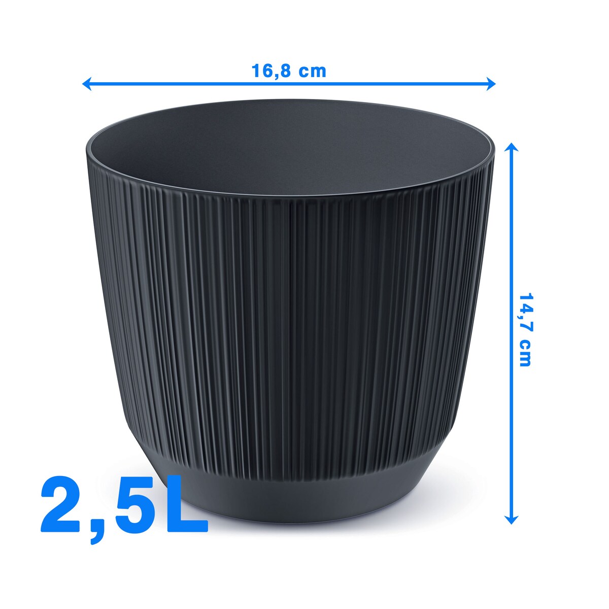 Doniczka Osłonka Domowa 16,8 Cm Ryfo Na Stół Parapet Do Domu Antracytowa