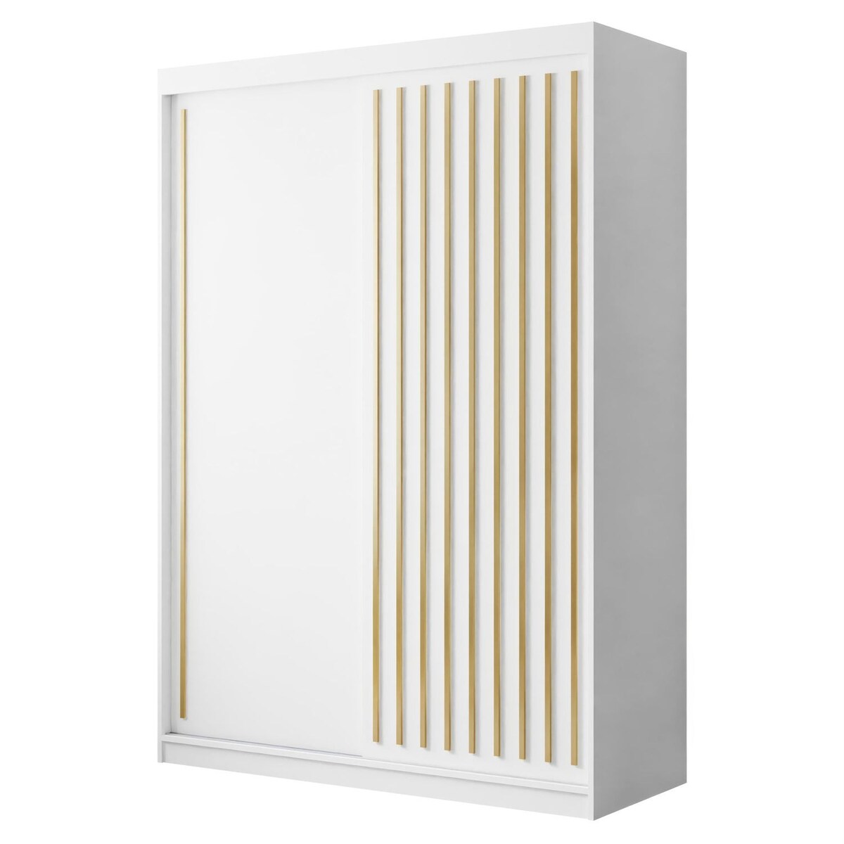 Szafa przesuwna AURIS 150 cm ze złotymi listwami, biała