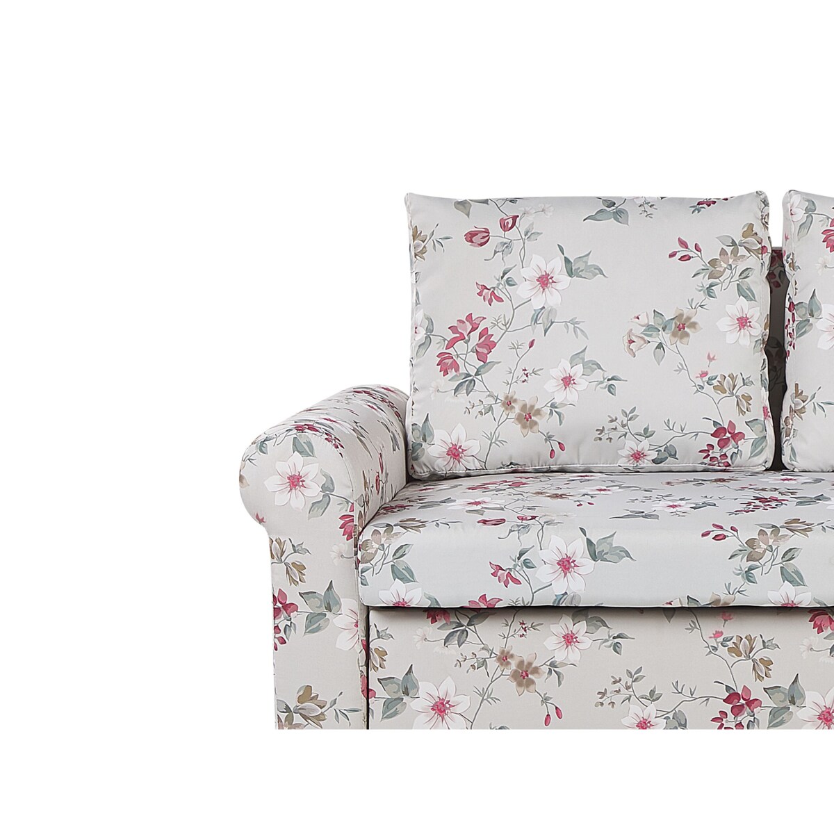 Sofa rozkładana w kwiaty jasnoszara SILDA
