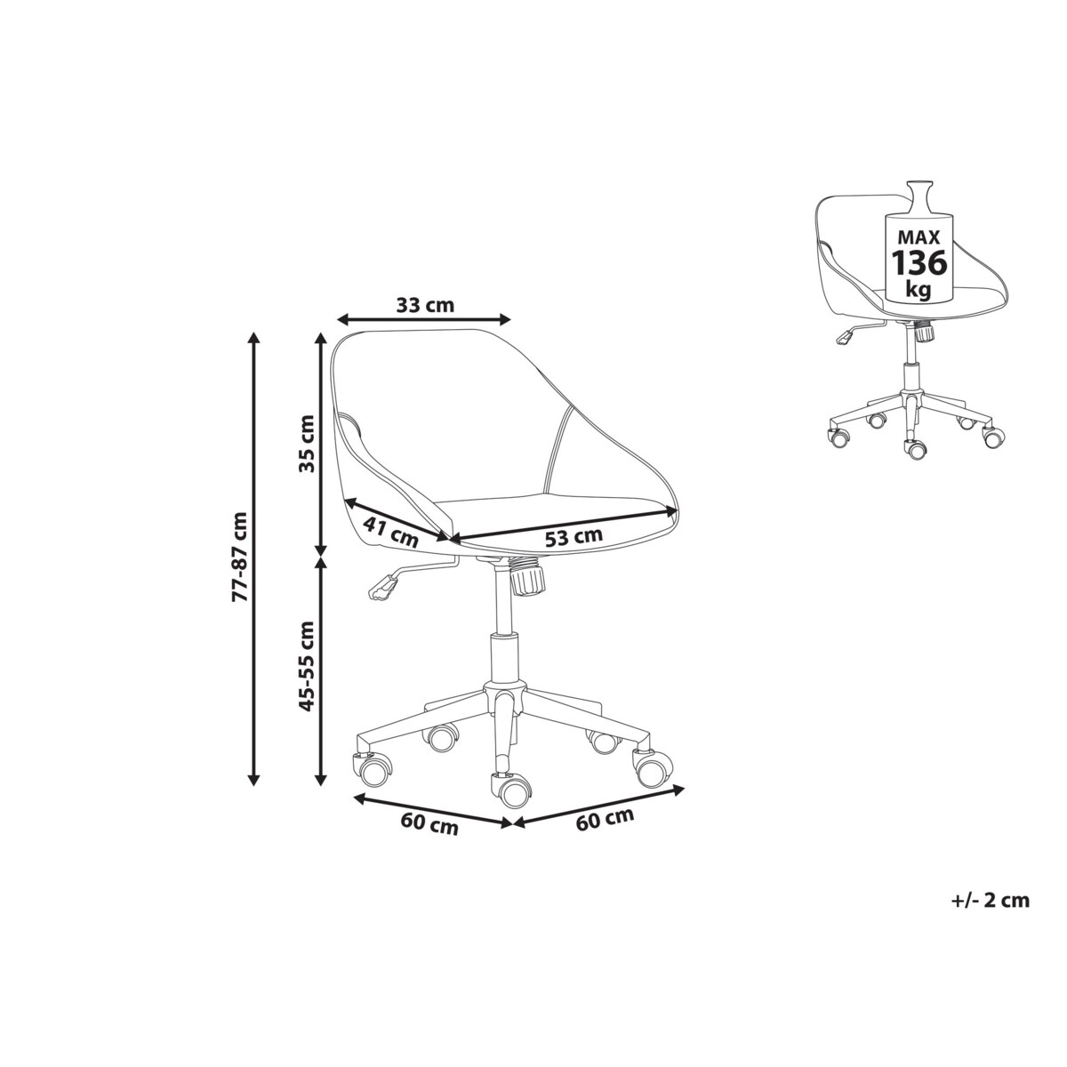 Krzesło biurowe Obrotowy BARDSDALE Ekoskóra Brązowy
