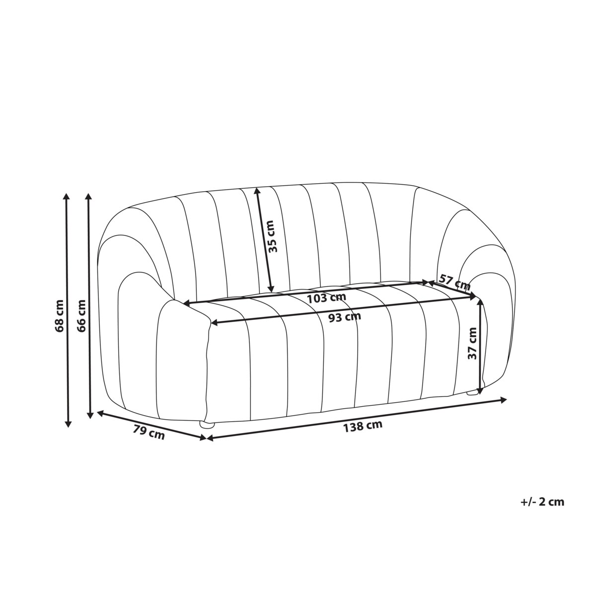 Sofa 2-osobowa welurowa złamana biel MALUNG