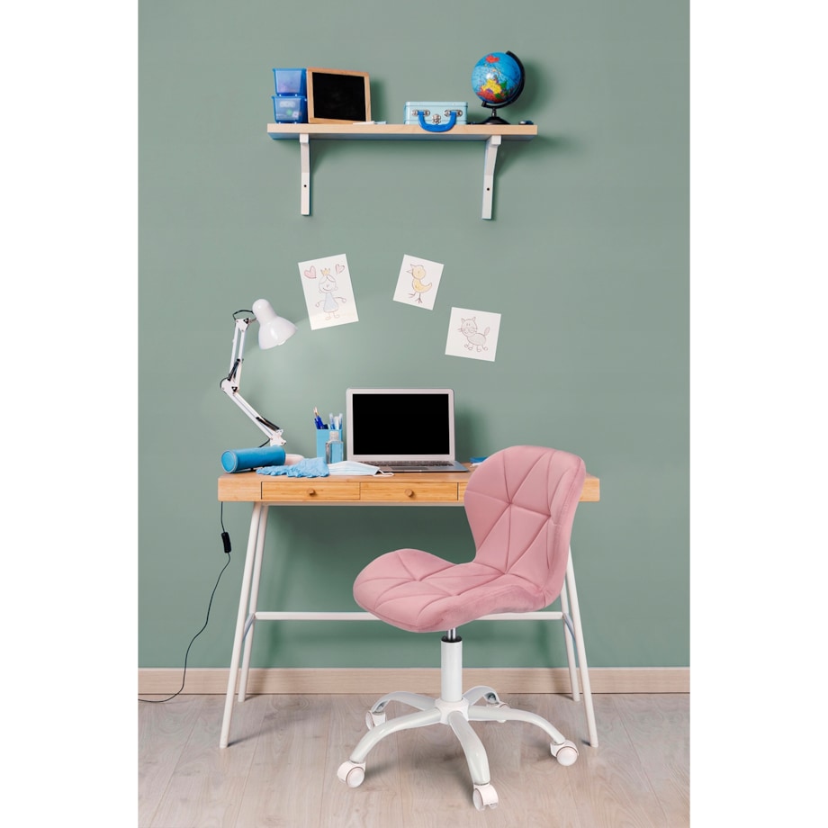 Krzesło biurowe obrotowe ENDO welur różowe