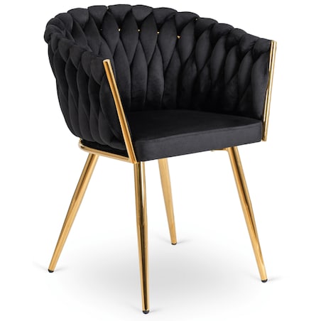 Krzesło Tapicerowane Glamour CAPI Plecione Czarne Do Salonu