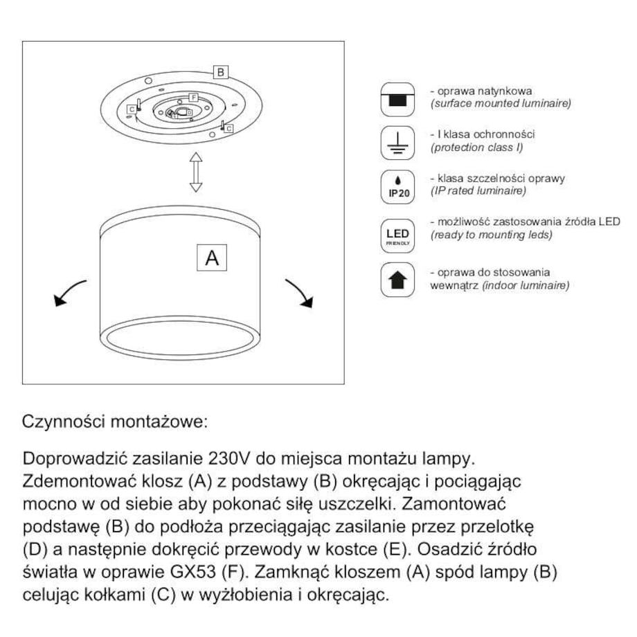 Plafon LAMPA sufitowa SUWA 7075 Shilo natynkowa OPRAWA downlight okrągły biały