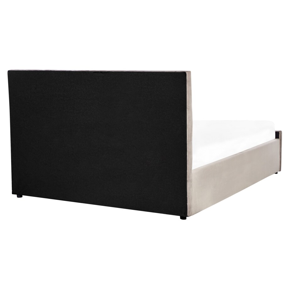 Łóżko z pojemnikiem welurowe 160 x 200 cm beżowoszare AMIENS