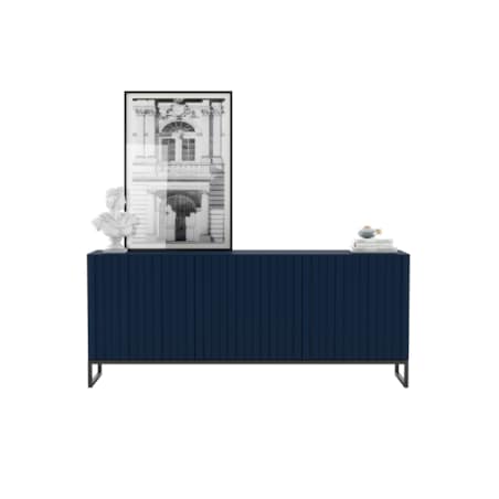 Komoda RTV Glamour Szafka RTV Loft Granatowy MAT 168 cm Czarna Rama Metalowa