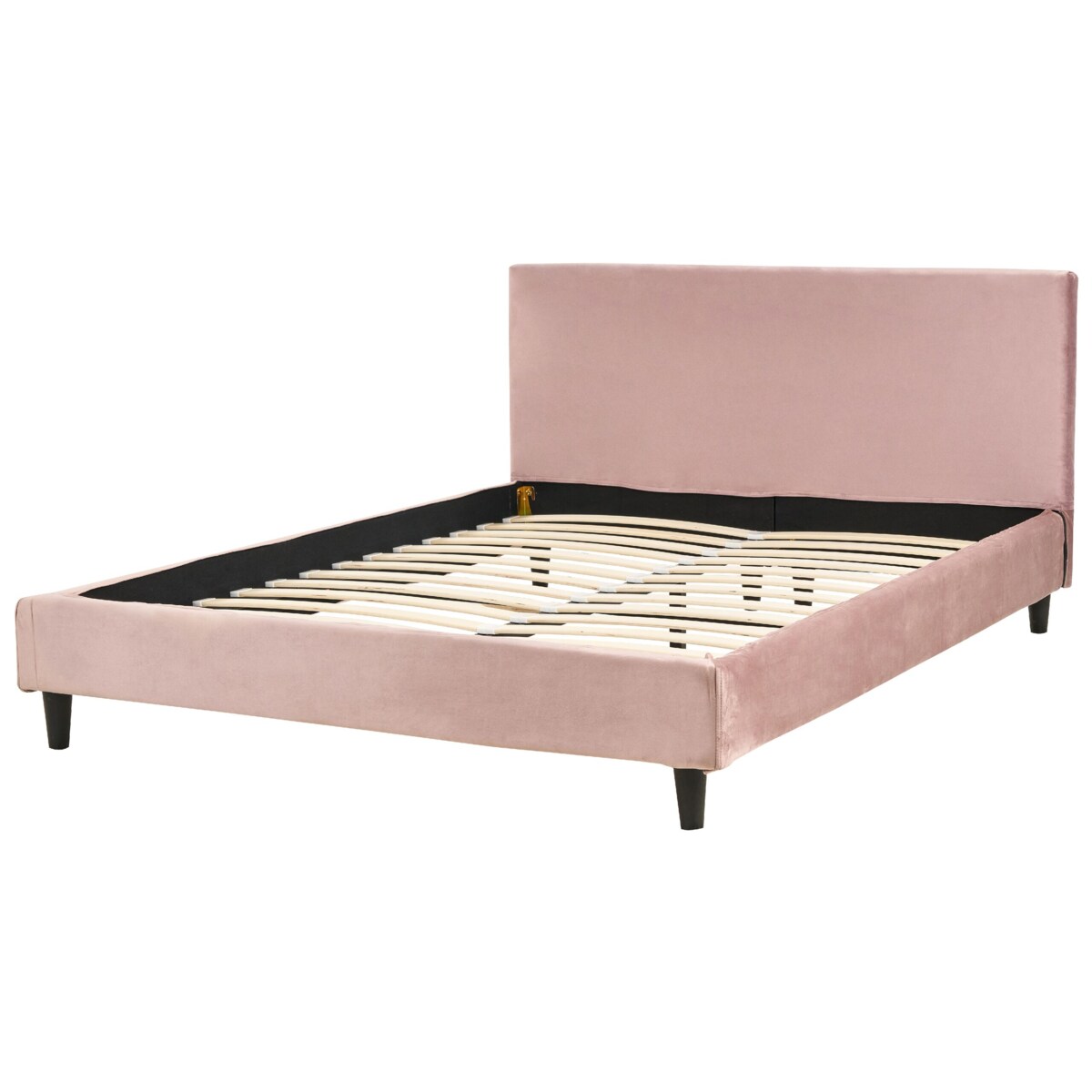 Łóżko welurowe 140 x 200 cm różowe FITOU