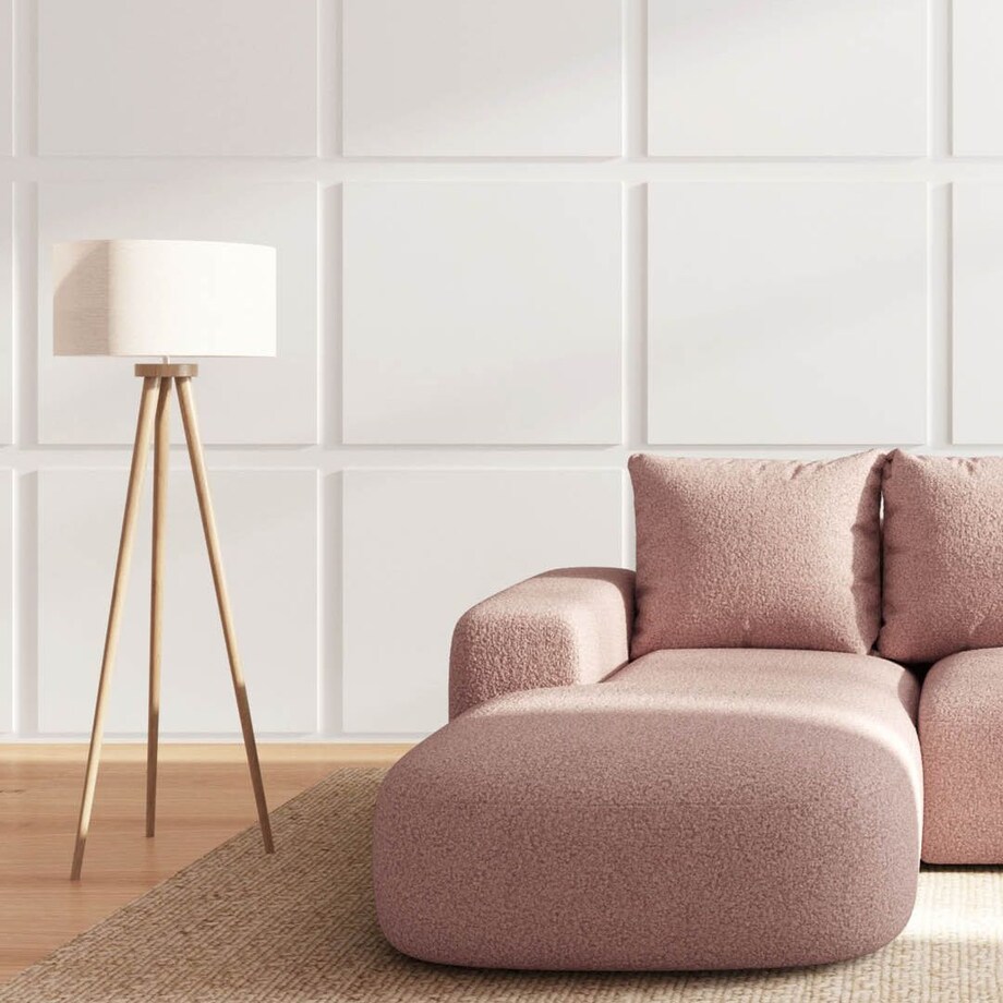 Monce Sofa narożna lewa pastelowy różowa