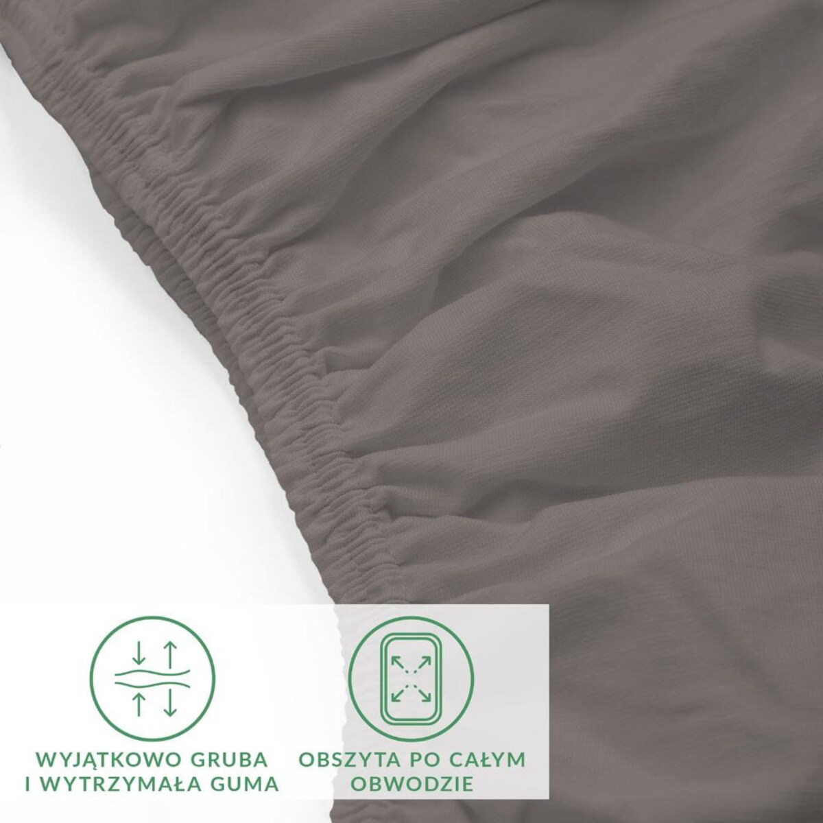 Prześcieradło z bawełny jersey z elastanem z gumką 90x200 kolor antracyt