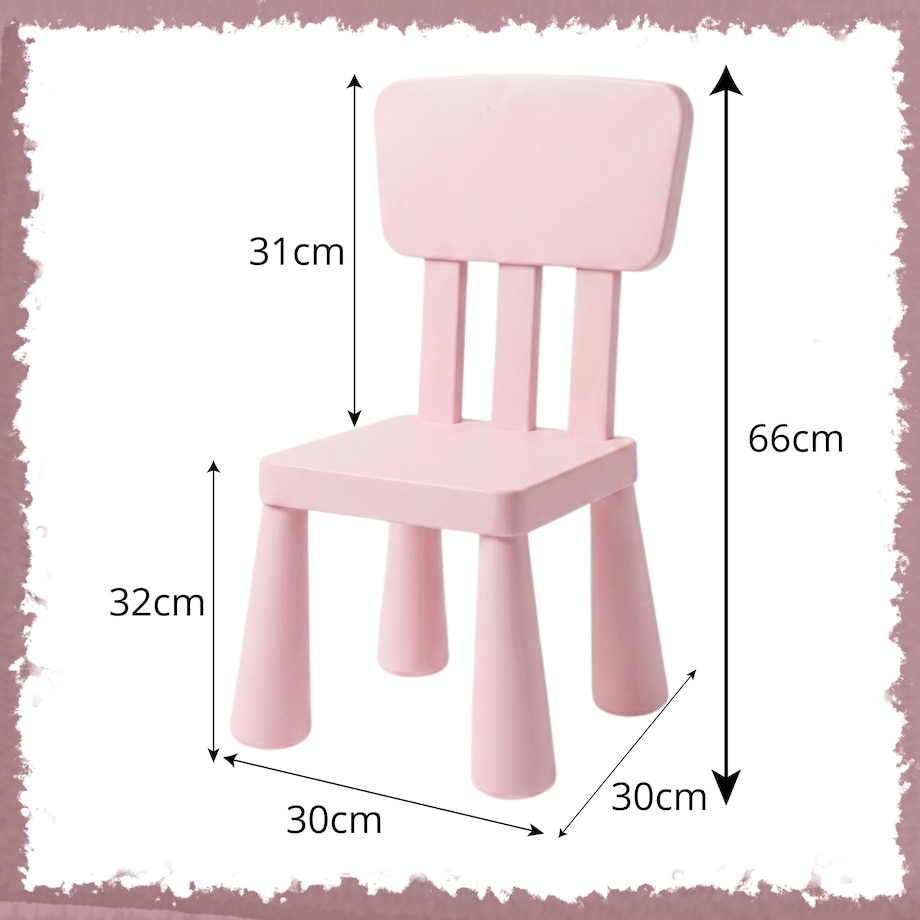 Krzesełko dla dzieci plastikowe z oparciem wygodne do pokoju różowe