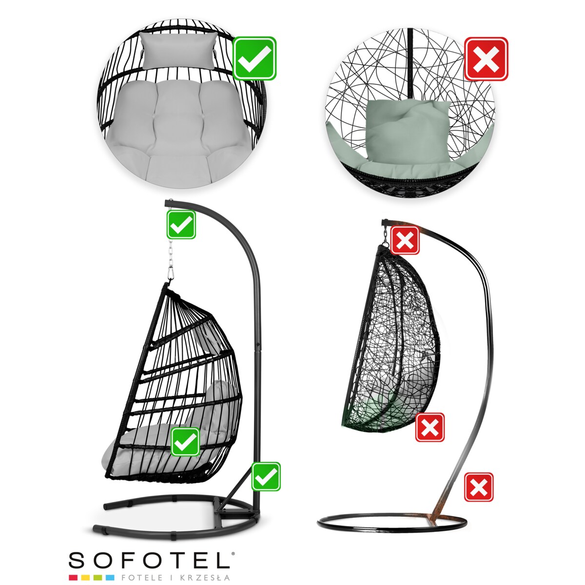 Fotel ogrodowy wiszący huśtawka kosz składany Sofotel Luisiana
