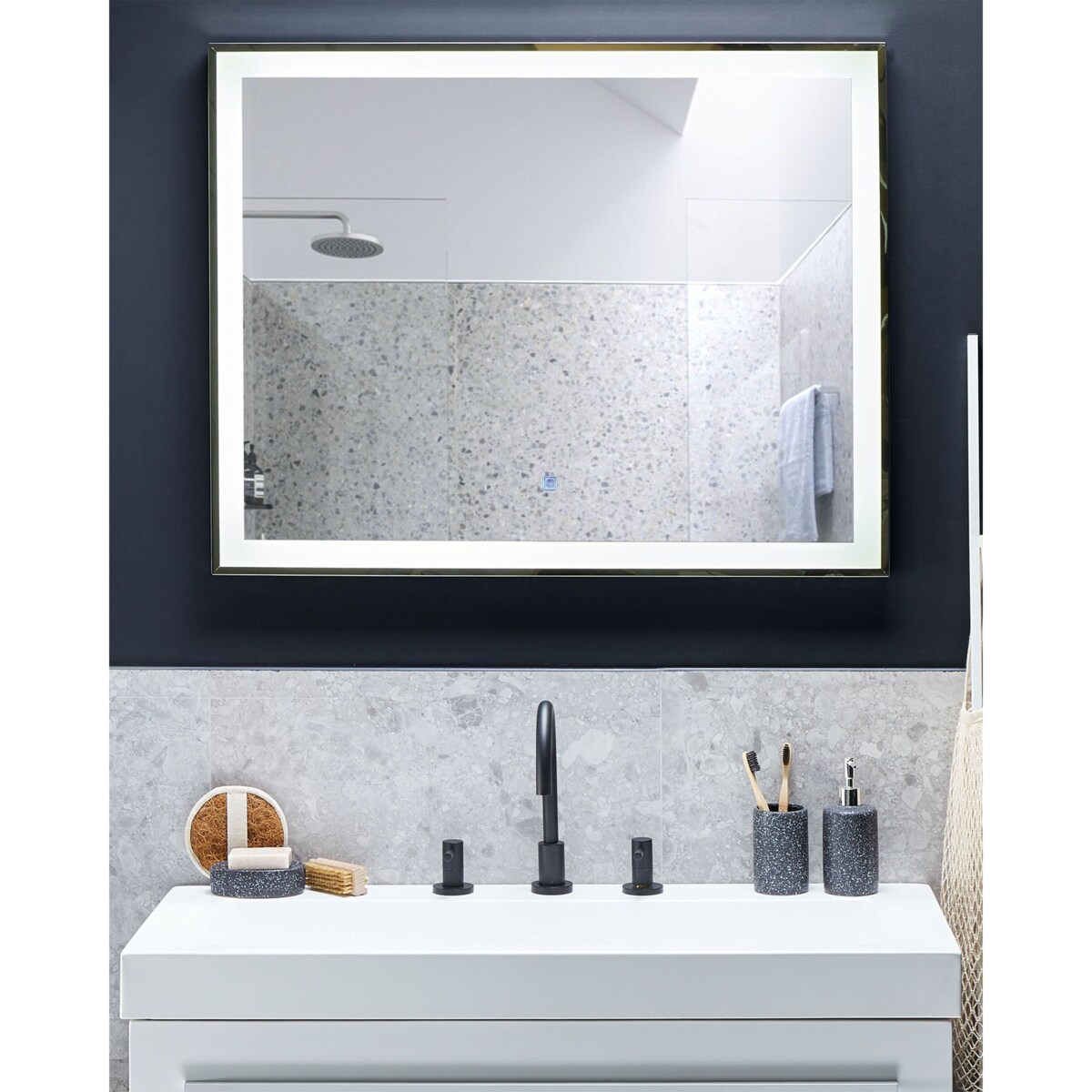 Lustro łazienkowe LED ARGENS 90 cm 70 cm Srebrny