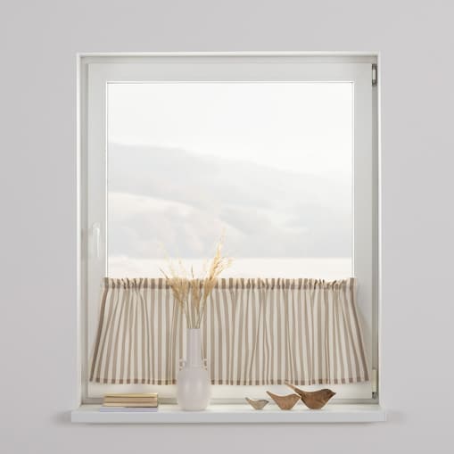 Zazdrostka prosta na metry 390x0 beżowo-białe pasy (1,5cm)