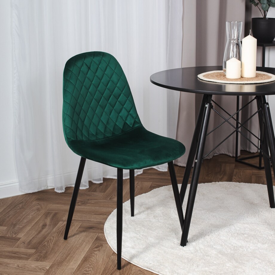 Krzesło tapicerowane pikowane nowoczesne do salonu jadalni zielone