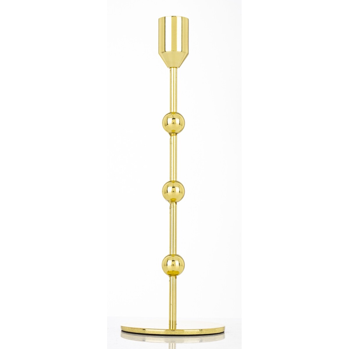 Świecznik metalowy złoty 24x8 x8 cm SOTILLE z 3 kulkami