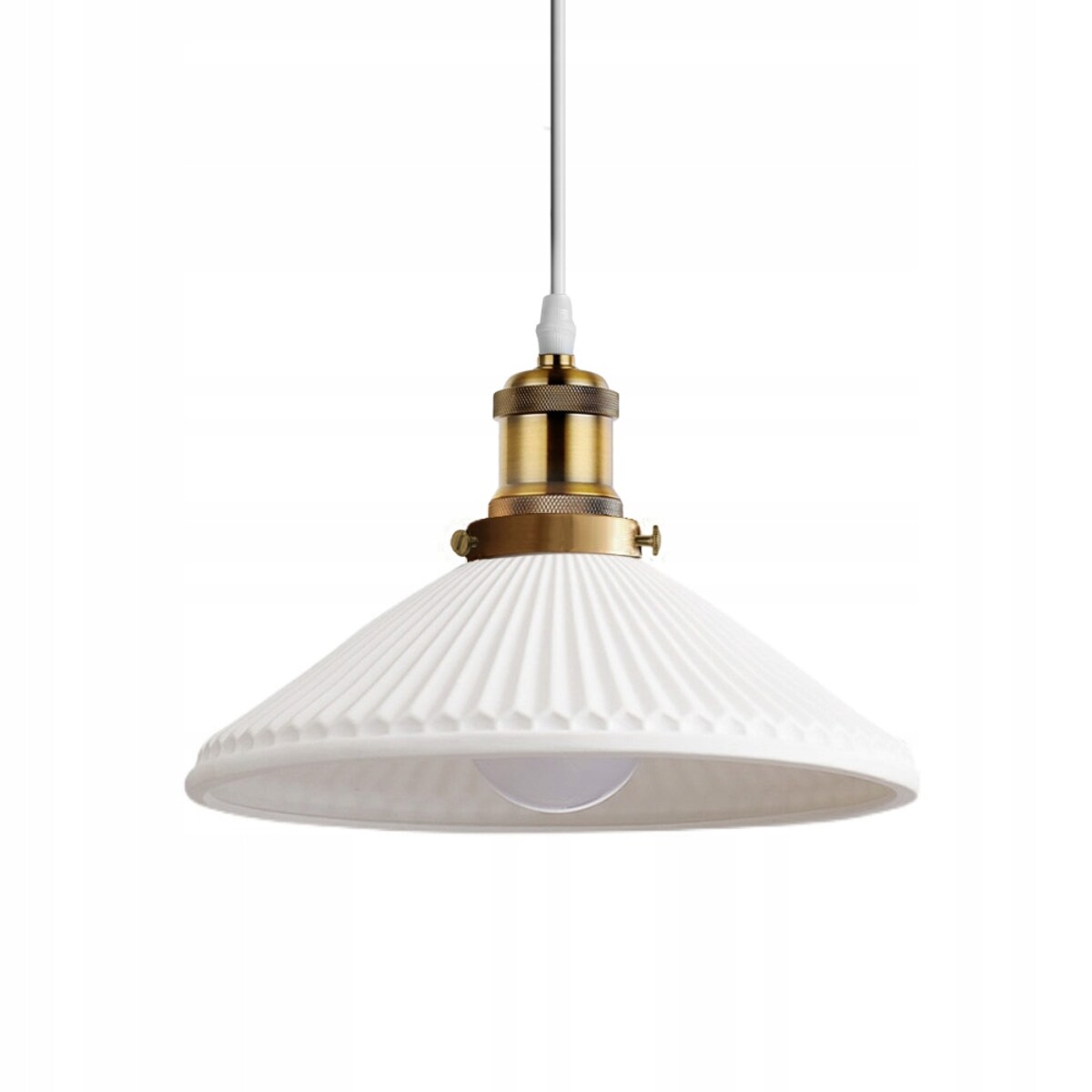 Lampa Sufitowa Wisząca Ceramiczna Biała Retro