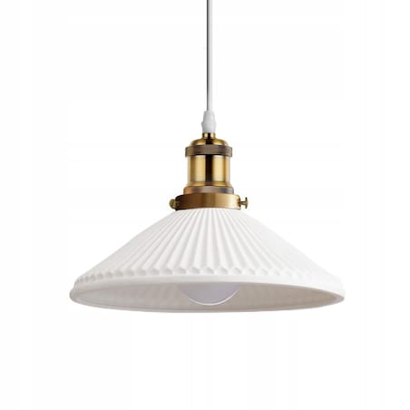 Lampa Sufitowa Wisząca Ceramiczna Biała Retro