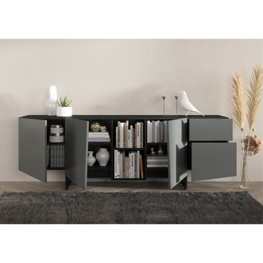 Nowoczesna szara komoda z szufladami Skandica WING / szer. 200 cm