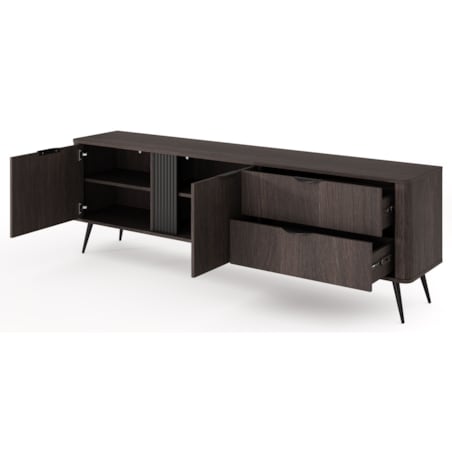 Szafka RTV 195 2D2S ERIS ryflowana na wysokich nóżkach