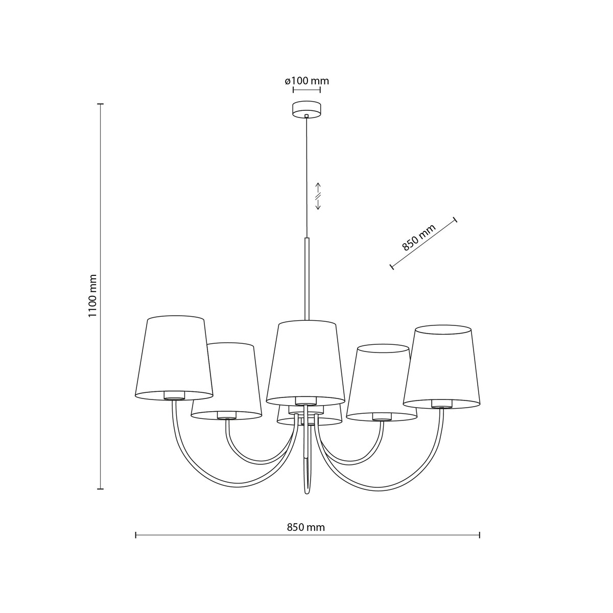 Żyrandol TK Lighting CANDI SABIA 11072 beżowy 6xE27 regulowana wysokość do salonu jadalni sypialni