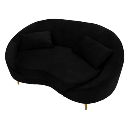 Sofa Oslo, kolor czarny i złoty, poliester, drewno eukaliptusowe i metal, 148 x 84 x 68 cm, do salonu, Mauro Ferretti