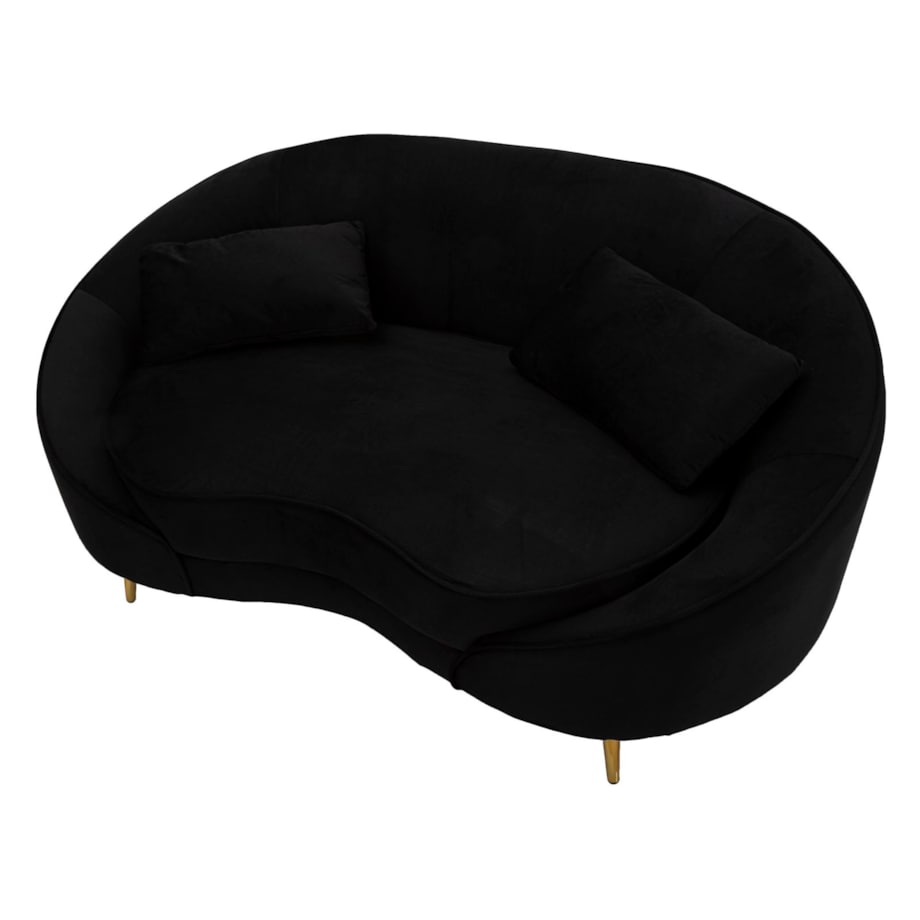 Sofa Oslo, kolor czarny i złoty, poliester, drewno eukaliptusowe i metal, 148 x 84 x 68 cm, do salonu, Mauro Ferretti