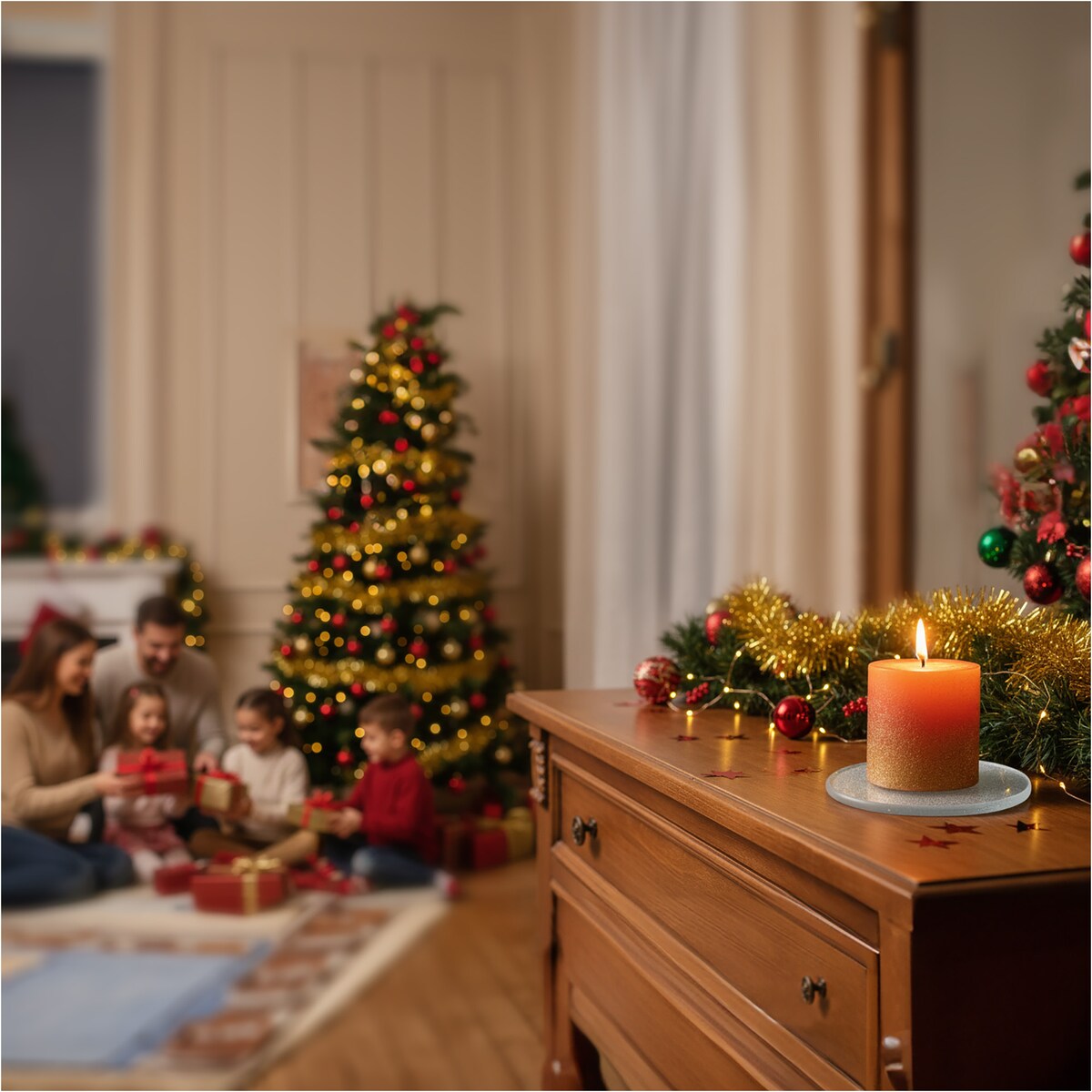 Podkładka Podstawka Pod Świecę Dekoracyjna Srebrna Z Brokatem 15 Cm