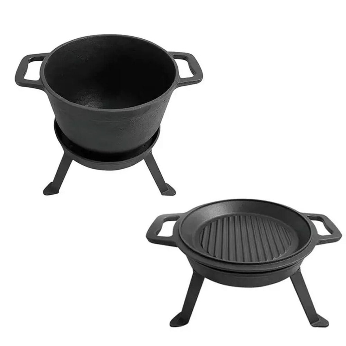Kociołek żeliwny myśliwski 10L z patelnią grill 2 w 1 KINGHOFF