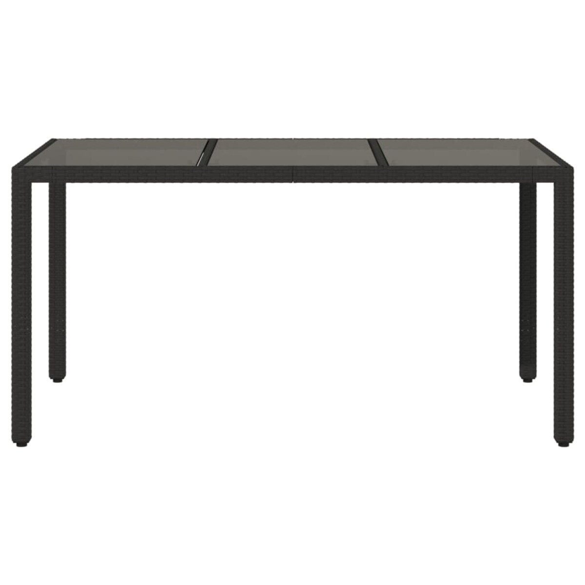 vidaXL Stół ogrodowy ze szklanym blatem, czarny, 150x90x75cm rattan PE