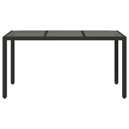 vidaXL Stół ogrodowy ze szklanym blatem, czarny, 150x90x75cm rattan PE