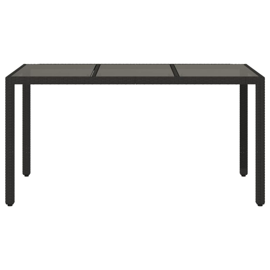 vidaXL Stół ogrodowy ze szklanym blatem, czarny, 150x90x75cm rattan PE